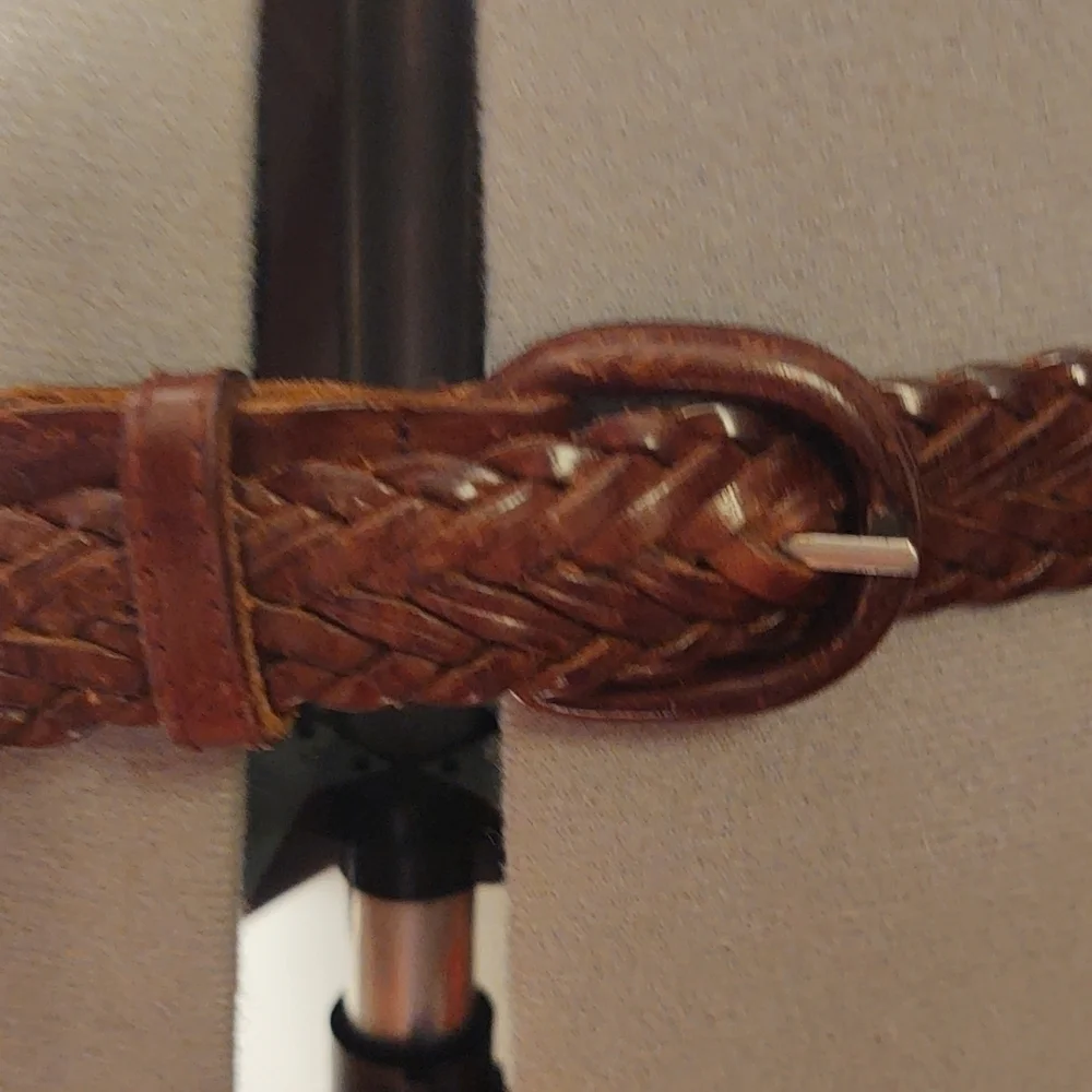 Oil Tan Cowhide Braided Belt Sz 38